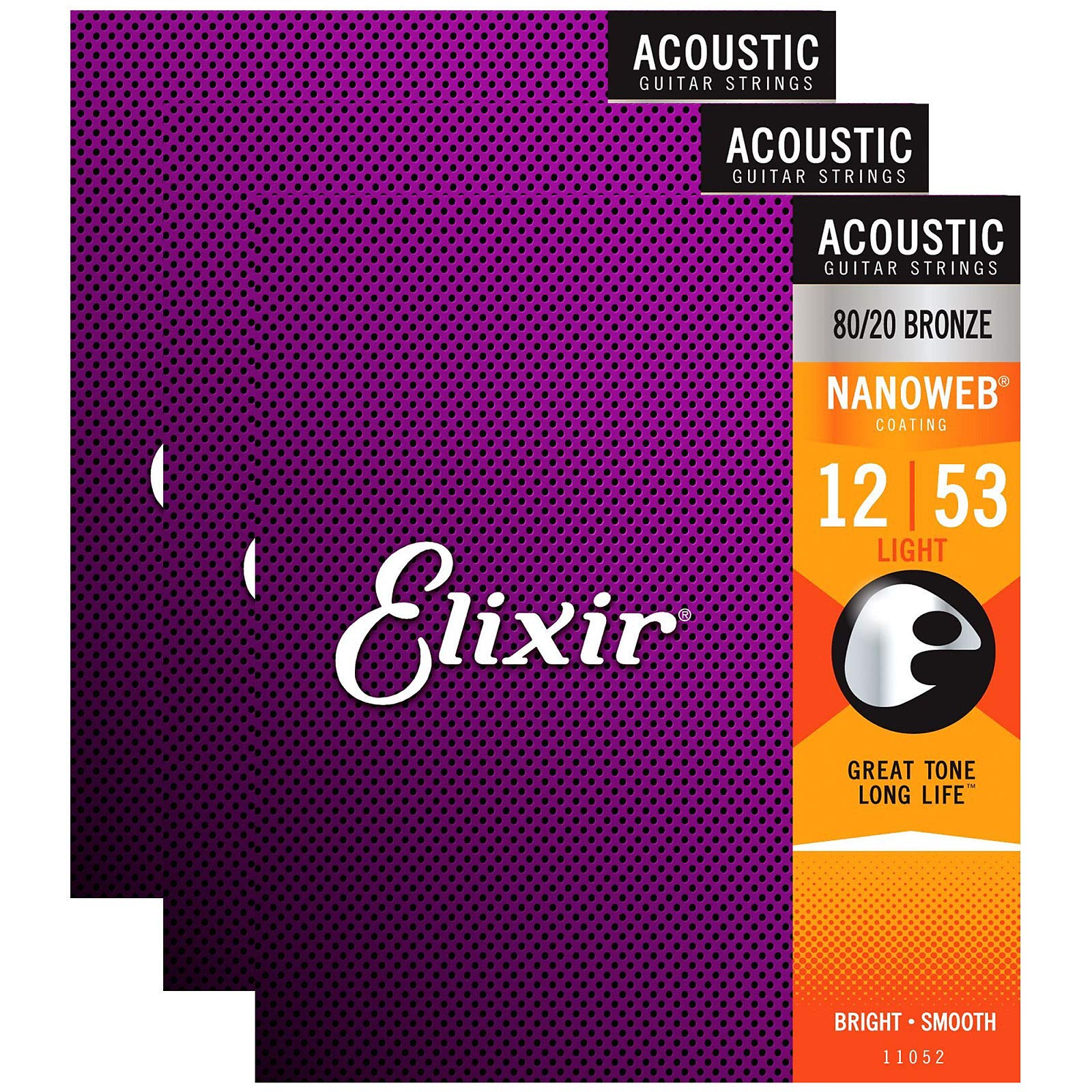 Amazon.com: Elixir 80/20 Bronze Nanoweb 11052 Light 12-53 Acoustic